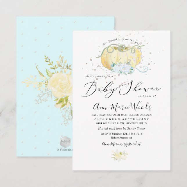 PixDezines Little Pumpkin Baby Shower Invitation (Front/Back)