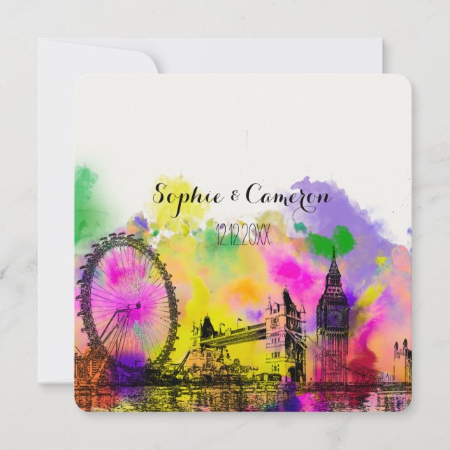 PixDezines LONDON COLOR RUN/DIY BACKGROUND COLOR Invitation (Front)