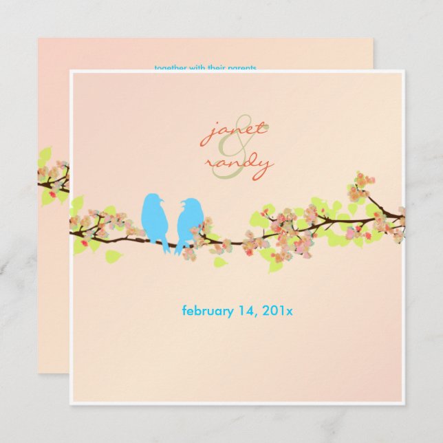 PixDezines LOVE BIRDS/BLUE/DIY BACKGROUND Invitation (Front/Back)