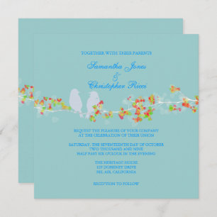 PixDezines LOVE BIRDS/DIY BACKGROUND COLOR Invitation