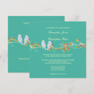 PixDezines LOVE BIRDS/DIY BACKGROUND COLOR Invitation