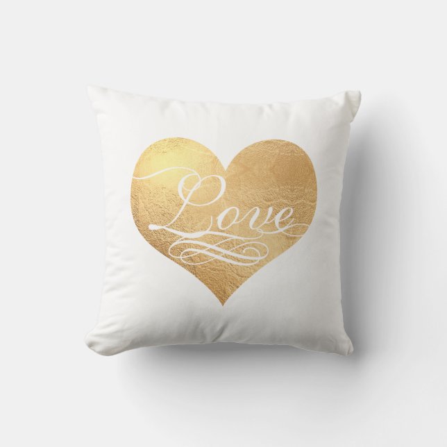 PixDezines Love Faux Gold Heart/DIY colour Cushion (Front)