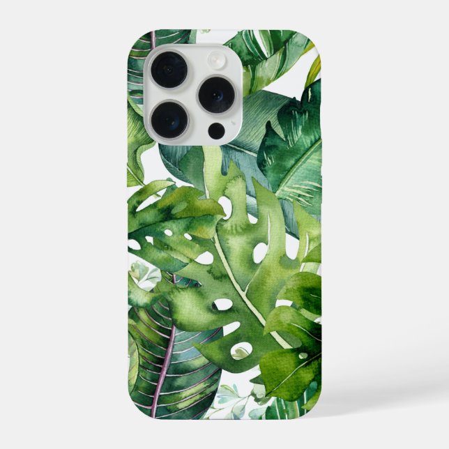 PixDezines Lush Greenery Tropical Foliage iPhone Case (Back)
