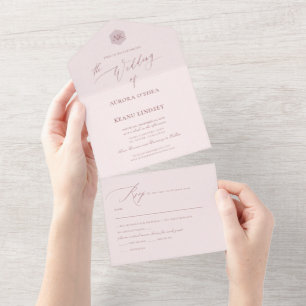 PixDezines Luxe Calligraphy DIY Colour Blush Pink All In One Invitation