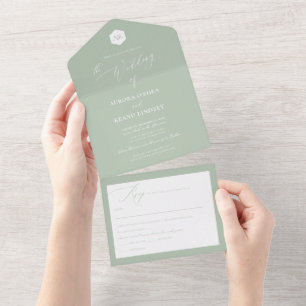 PixDezines Luxe Calligraphy DIY Colour Celadon Gre All In One Invitation