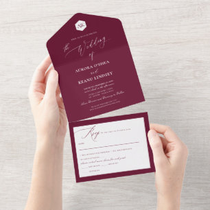 PixDezines Luxe Calligraphy DIY Colours Burgundy All In One Invitation