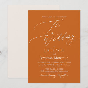 PixDezines Luxe Calligraphy Terracotta Orange Invitation