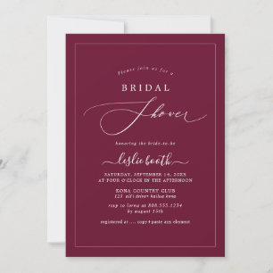 PixDezines Luxe Script Burgundy Bridal Shower Invitation