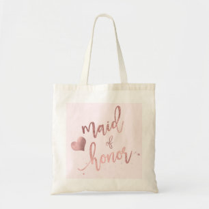 PixDezines Maid of../Faux Rose Gold Script Tote Bag