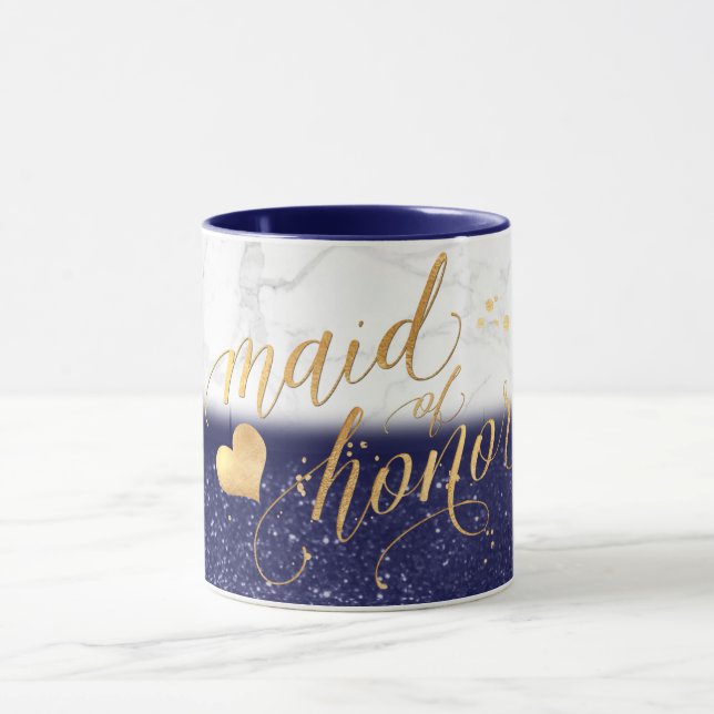 PixDezines Maid of Honour/Marble+Gold+Blue Glitter Mug (Center)