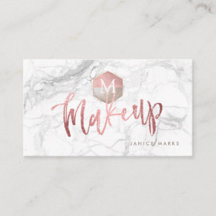 PIXDEZINES MAKE-UP ARTIST MARBLE FAUX ROSE GOLD BUSINESS CARD