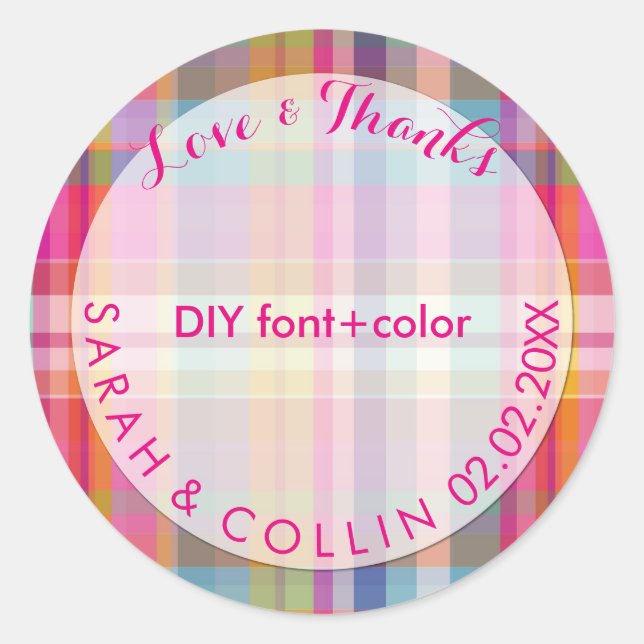 PixDezines malibu plaid Classic Round Sticker (Front)