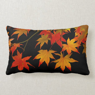 PixDezines maple leaves/diy background colours Lumbar Cushion