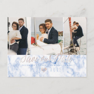 PixDezines Marble+Blush Pink Save the Date Postcard