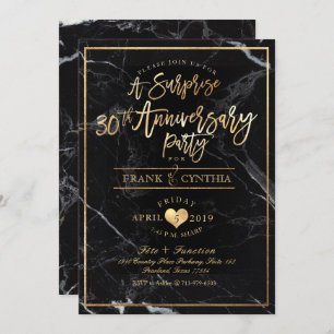 PixDezines Marble/Faux Gold/Anniversary Party Invitation