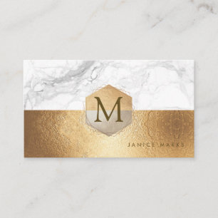 PIXDEZINES MARBLE FAUX GOLD+HONEYCOMB BUSINESS CARD