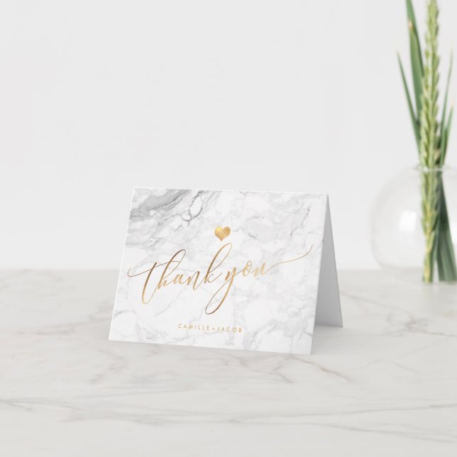 PixDezines Marble+Faux Gold/WeddingThank You Thank You Card (Front)