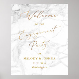 PixDezines Marble+Faux Gold Welcome Engagement Poster