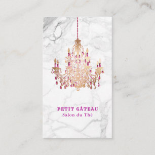 PixDezines Marble+Faux Rose Gold Chandelier Business Card