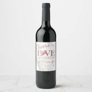 PixDezines Marble+Faux Rose Gold Heart Wine Label