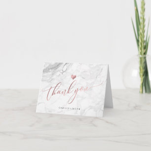 PixDezines Marble+Faux Rose Gold Wedding Thank You Card