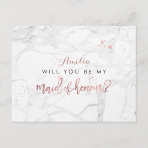 PixDezines Marble /Faux Rose Gold Will you.. Invitation