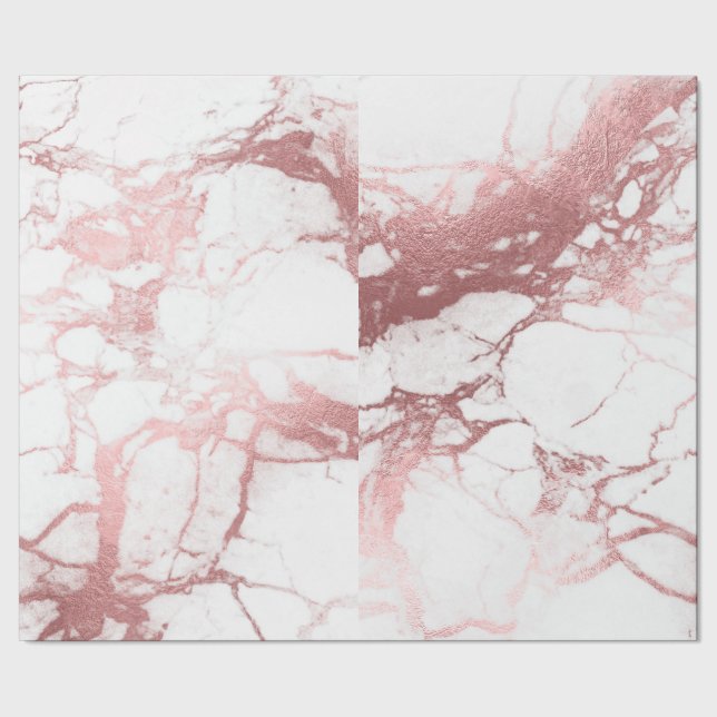 PixDezines Marble+Faux Rose Gold Wrapping Paper (Seam)