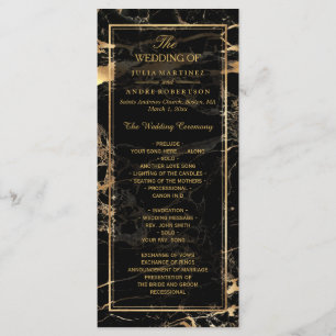 PixDezines Marble+Gold Veins Wedding Program Programme