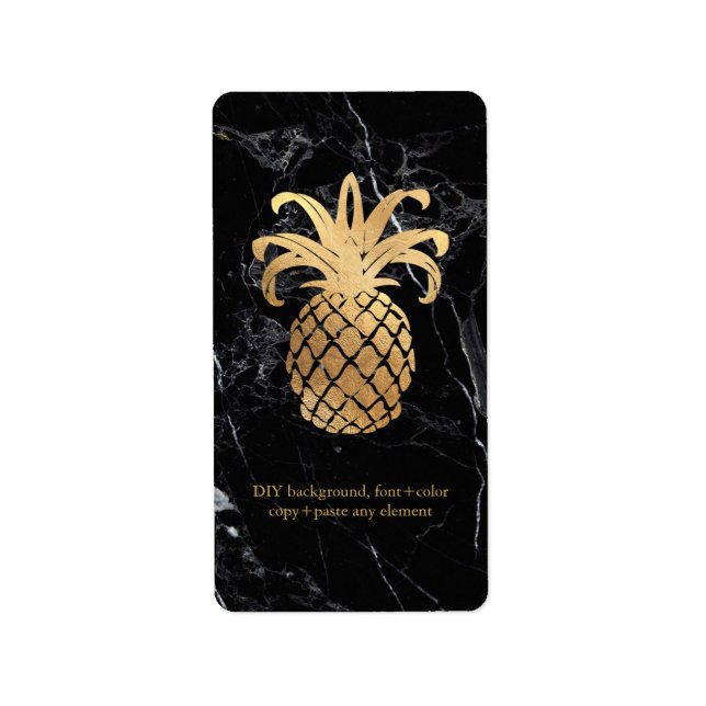 PixDezines Marble+Hawaiian Pineapple Faux Gold Label (Front)