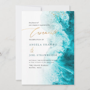 PixDezines Marine Waves Shoreline Beach Casamento Invitation