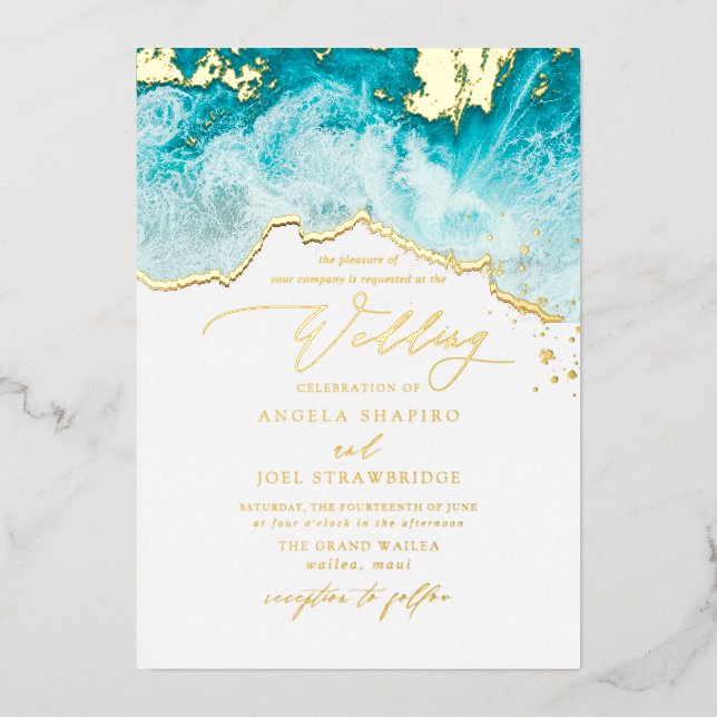 PixDezines Marine Waves Shoreline Beach Wedding (Front)
