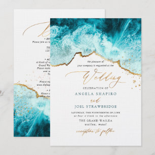 PixDezines Marine Waves Shoreline Beach Wedding Invitation
