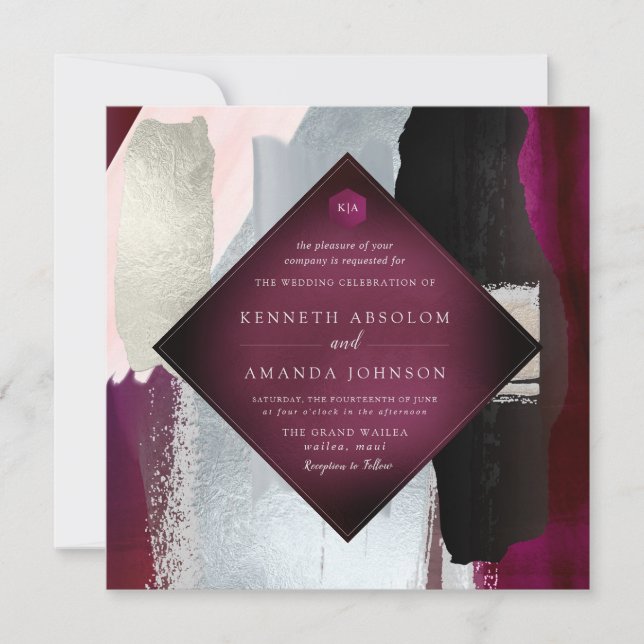 PixDezines Masala Red Blush Silver Invitation (Front)