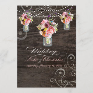 PixDezines MASON JARS/RUSTIC WOOD PANELS Invitation