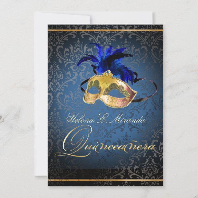 PixDezines Masquerade/Blue/DIY colour!! Invitation (Front)