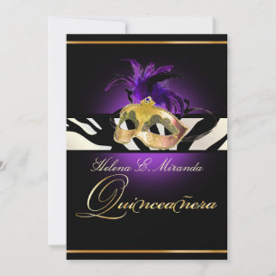 PixDezines Masquerade/purple/Zebra/DIY colour!! Invitation
