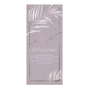 PixDezines Menu, Palms in Mauve+Lilac Rack Card