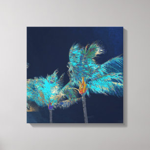 PixDezines Midnight Breeze/Palm Trees Canvas Print