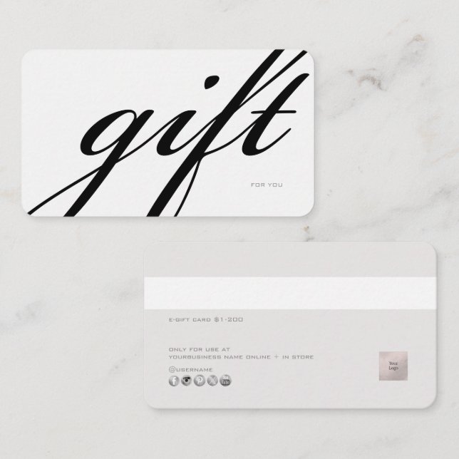 PixDezines Minimalist E Gift Card DIY colour (Front/Back)