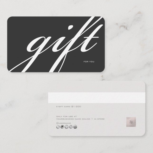 PixDezines Minimalist E Gift Card DIY colour (Front/Back)