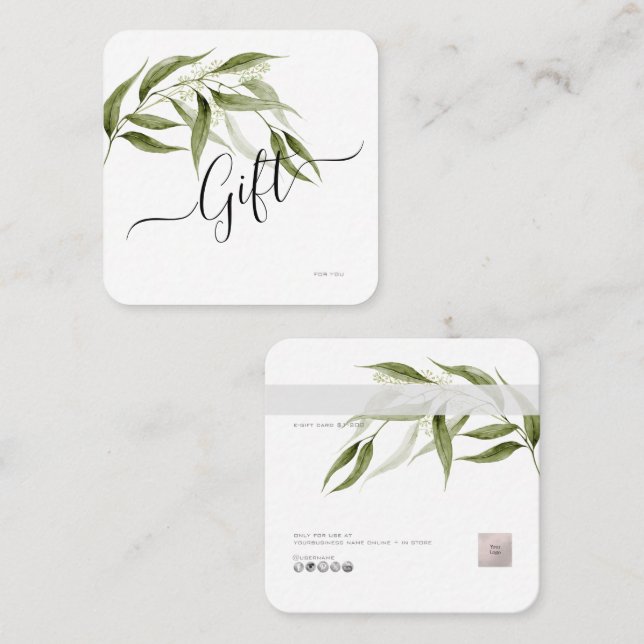 PixDezines Minimalist Eucalyptus E Gift Card (Front/Back)