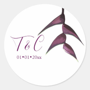 PixDezines Minimalist Plum / Dark Purple Heliconia Classic Round Sticker