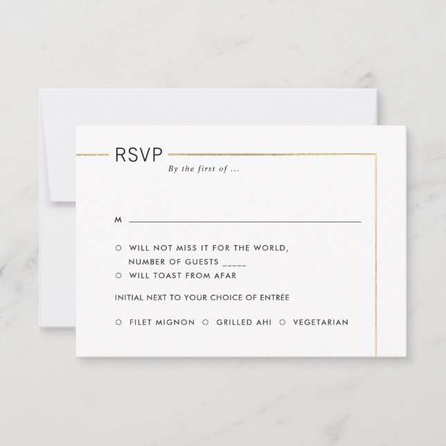 PixDezines Minimalist RSVP Faux Gold Frame Invitation (Front)