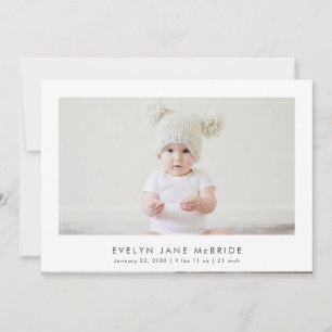 PixDezines Minimalist Simple 5x7 Birth Announcement