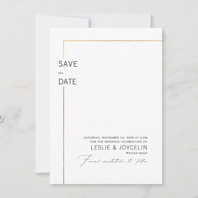 PixDezines Minimalist Typography Faux Gold Frame Invitation (Front)