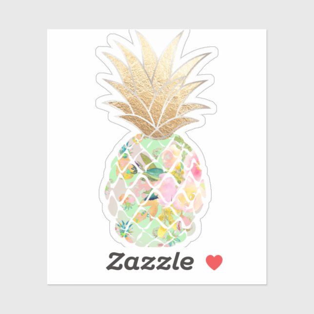 PixDezines Mint Green Aloha Pineapple, Faux Gold (Sheet)
