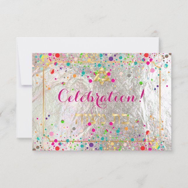 PixDezines Mitzvah Celebration Dazzled/Rainbow Invitation (Front)