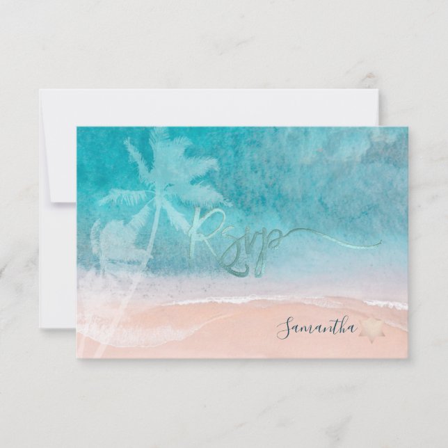 PixDezines Mitzvah RSVP Beach Palm Trees (Front)