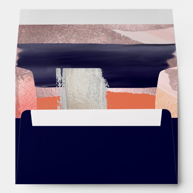 PixDezines Modern Art Navy Blue, Rose Gold Envelope (Back (Bottom))