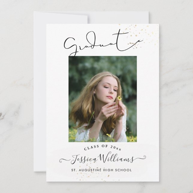 PixDezines Modern Calligraphy Script Graduation In Invitation (Back)